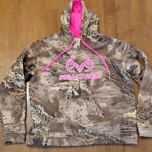 Realtree Girls' Camo Hoodie with Bright Pink Logo & Lining